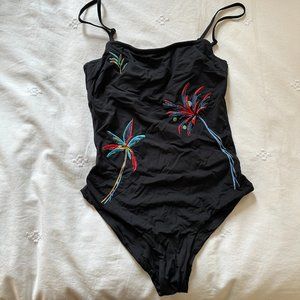 Onia Estelle Embroidered Strapless Bandeau One Piece Swimsuit